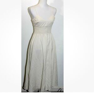 Zara White Linen Spaghetti Strap Midi Sundress